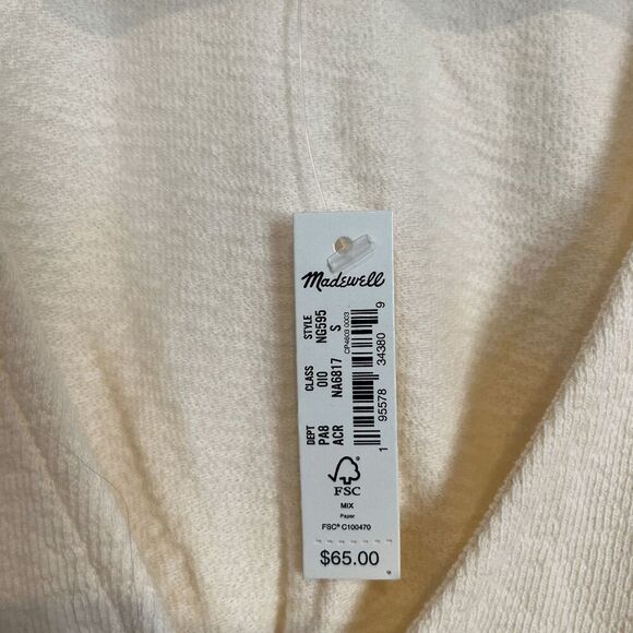 Madewell Antique Cream Deep-V Button-Front Crop Top Women's Size Small NWT - Picture 5 of 6